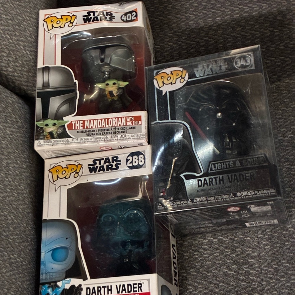 Funko Pop Star Wars Figures - The Mandalorian and Darth Vader